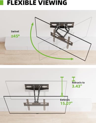 USX MOUNT TV Wall Mount for 32-74 inch Flat Screen/LED/4K up to 110lbs, Full Motion TV Mount Bracket with Swivel & Tilt Articulating Dual Arms, Max VESA 400x400mm, Fits 12/16" Wood Studs (Pack of 2) - size: 32-74inch (Pack of 2)