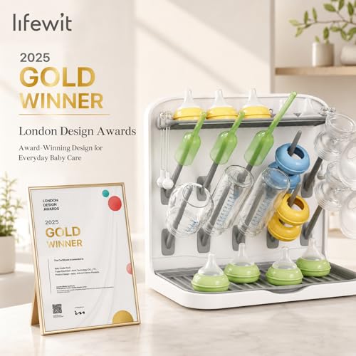 Lifewit 10-Hooks Baby Bottle Drying Rack for Countertop, BPA Free - size: Medium-10 Hooks