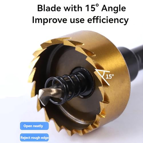 5 Pcs HSS Titanium Hole Saw Kit 5/8" to 1-3/16" Metal Hole Cutter Drill Bits for Steel Iron Aluminum Plastic with 5 Allen Wrenches Included