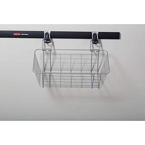 Rubbermaid Garage FastTrack Wire Mesh Basket Wall Mounted Storage System Holds up to 50 pounds Satin Nickel for Tool/Toy/Sports Equipment - style: Wire Mesh Basket