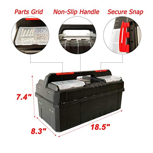 WEWLINE Tool Box Organizer 18.5" Tool Storage with Adjustable Compartment Portable Toolbox with Handle Perfect for Home Office Garge - style: Style 4
