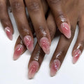 Mivota Pink Ombre Soft Gel Press On Nails 24PCS – 3D Bow Almond Fake Nails with Rhinestones, Glossy Reusable Glue On Nails for Women, Salon Quality Cute Natural Gradient Nail Tips - color: 3D-61-Red Gradient Bow
