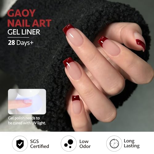 GAOY Red Swirl Gel Nail Polish Art Liner, 12ml Dark Red Color - color: Dark Red
