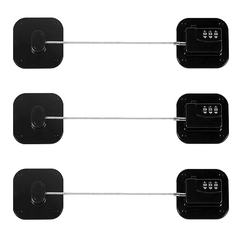 Refrigerator Lock, Heavy Duty Fridge Lock, Combination Lock for Refrigerator Cabinets, Drawers, Safety Lock, Easy Install No Keys Needed (Black-3Pack) - color: Black-3Pack