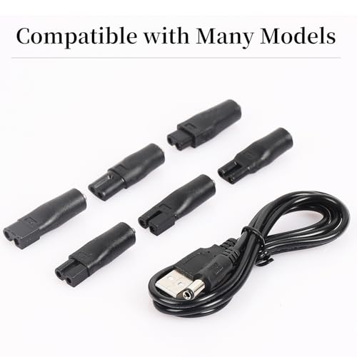 Universal Replacement 7PCS USB 5V Charger Cable, Compatible for Electric Hair Clippers, Beard Trimmers, Shavers, Beauty Instruments, Desk Lamps, Purifiers. (1)