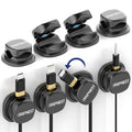 Cable Clips 8 Pack Rotatable Cord Organizer with Adhesive - size: Pack of 8