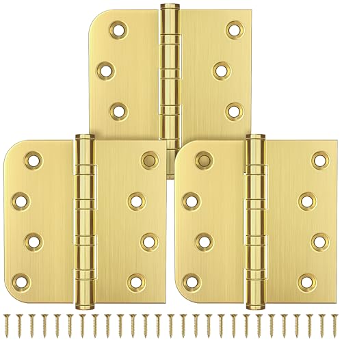 KOLET Ball Bearing Door Hinge, 4 x 4 Inches, Brushed Gold, 3 Pack - color: Gold, size: 3 Pack