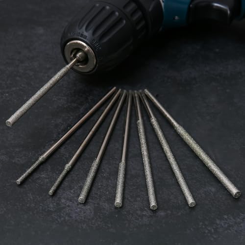 8Pcs 120Grit Long Diamond Burr Bit for Dremel Bits 1/8" Shank Sanding Bits - style: Style 2