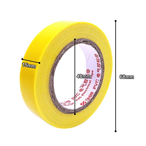 Maveek 10 Rolls PVC Electrical Tapes, Self-Adhesive Waterproof Insulation Yellow Tapes, Rated up to 600 Volts and 176 °F, 15mmx15m(0.6" x 49.2ft) - color: yellow