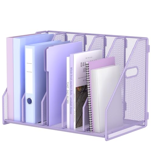 MINDEPOT Desk File Organizer Folder Holder with 5 Vertica for Office Purple - color: Purple
