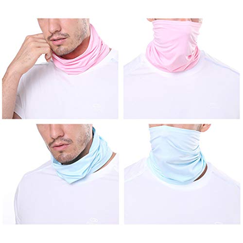 4 PCS UV Protection Neck Gaiter Mask，Breathable Summer Cooling Face Cover - color: 4pcs Purple+rose+pink+light Blue