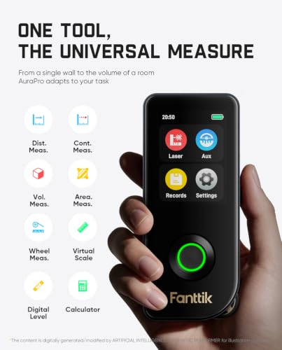 Fanttik A11 Ultra 3-in-1 Digital Laser Measure with Wheel Roller and Screen | 197Ft Digital Laser Measuring Tool, Touch Screen, Side LCD, 3-Axis Digital Level, Rechargeable for Home DIY & Indoor Projects