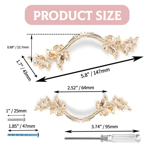 Gold White-Accent Vintage Dresser Pull 2-1/2in 64mm 2 Pack