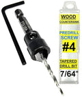 FTG USA #4 (7/64") Tapered Wood Countersink Drill Bit w/ 3/8" Collar & Case - size: #4, style: with Depth Stop