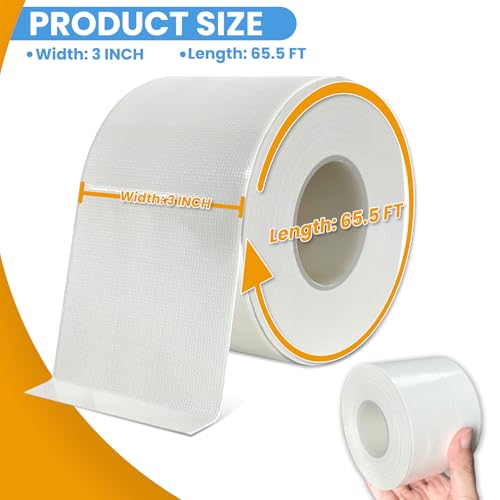 White Window Weather Sealing Tape,Window Draft Isolation Sealing Film Tape, AC Seal Air Conditioner Sealing Tape No Residue, Keep Out Cold Air Dust Rain, Waterproof (3inch*65.5ft) - color: White, size: 3 Inch x 65.5 FT