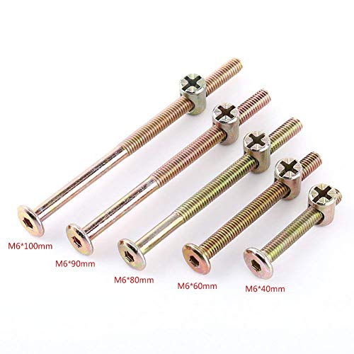 10 Pack M6 X 80mm Barrel Bolt Nuts, Chazcool Cross Dowel Set for Furniture Cots Beds Chair Crib Spare Connector Parts(80mm) - size: 80mm