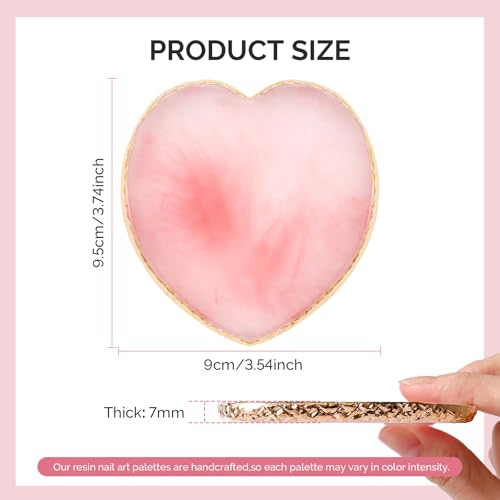 MelodySusie 1PC Heart Shape Resin Nail Art Palette, Professional Color Mixing Board for Gel Polish, Acrylics, Pigment Blending, Salon and DIY Makeup Artist Tool, Pink - color: Pink Heart Without Spatula