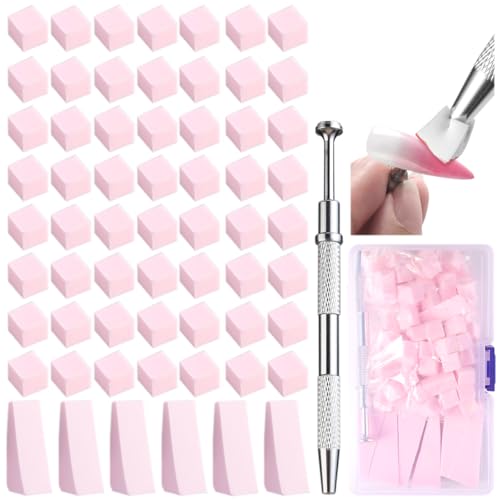 Fcozpjk 100Pcs Soft Nail Sponges for Ombre & 6Pcs Wedge Sponges Aura Nails - color: Pink