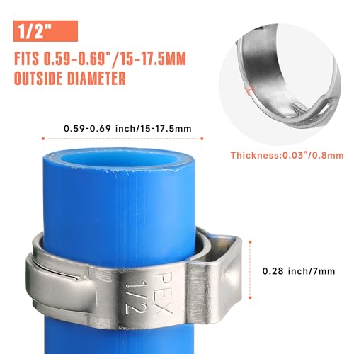 66pcs 1/2 pex crimp rings for PEX Tubing Pipe Fitting Connections - color: 66 Pcs, size: 1/2 inch