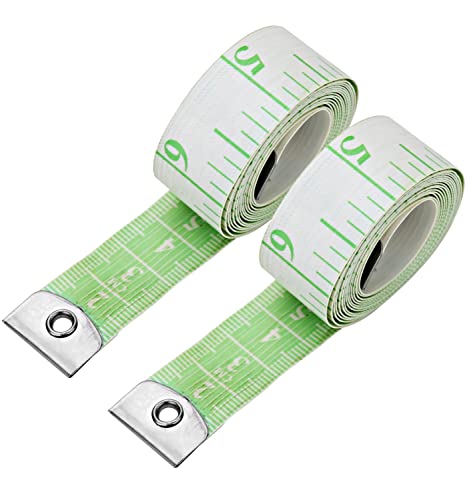 Soft Measuring Tape Pack of 2 | Dual Scale Cloth Sewing & Body Tape Measure | 150cm/60inch - color: 2 Pack / Green