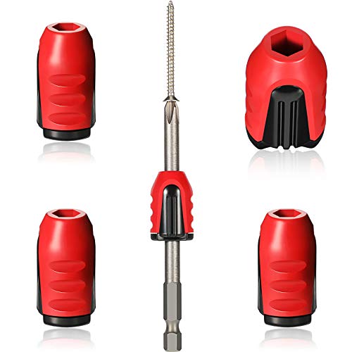 Ripeng 5 Pcs Magnetic Screw Holder Rings, 1/4 Inch/ 6.35 mm, Red - color: Red