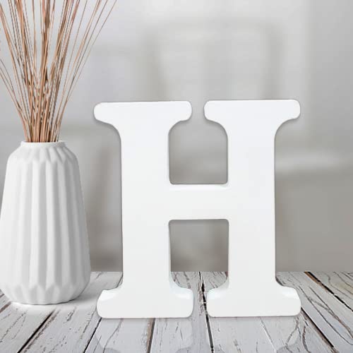 AOCEAN 4 Inch White Wood Letters Unfinished Wood Letter for Wall Decor Decorative Standing Letters Slices Sign Board Decoration for Craft Home Party Projects (H) - style: H