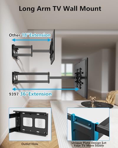 FORGING MOUNT Long Arm TV Wall Mount for 42-90 Inch TVs up to 150 lbs - size: Fits 42"-90" TVs