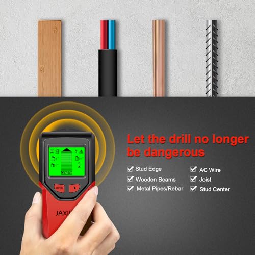 Stud Finder Wall Scanner - 5 in 1 Stud Finder Tool w/Smart Chip and HD LCD Display, Stud Detector Beam Finders for the Center and Edge of Wood AC Wire Metal Studs Joist Pipe (Cherry) - color: Cherry
