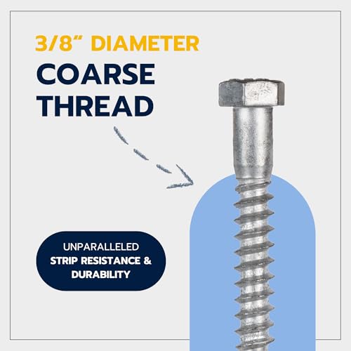 3/8 x 2-1/2 (50 Pack) Lag Screw Kit, 50 Screws and 50 washers, Hot Dip Galvanized, Meets ASME B18.2.1 Industrial/Commercial Grade by Makers Bolt - size: 3/8 x 2-1/2