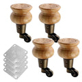 4pcs 4.72" Wooden Furniture Legs with Furniture Casters - color: Wood Color, size: Height: 4.72"