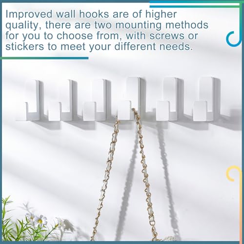 Teenyyou 6 Pcs Cute Kids Wall Hooks Adhesive for Backpack White - color: White