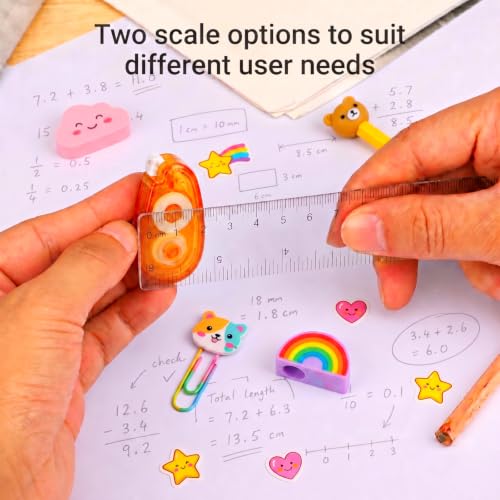 EBOOT 2 Pack Clear Plastic Ruler 6 Inch Straight Ruler for School - color: White, size: 6 Inch
