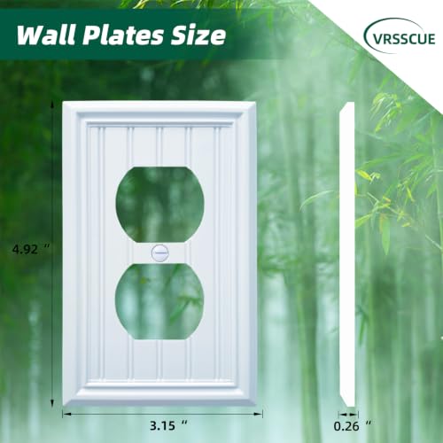 White Natural Material Duplex Receptacle Cover, Outlet Covers (4-Pack) - size: Single Duplex