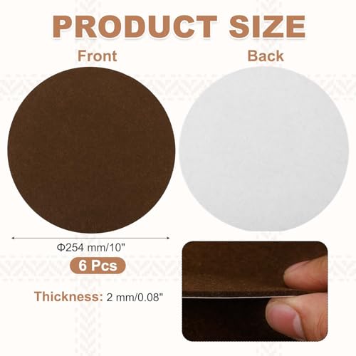 uxcell 6Pcs Lamp Base Felt, 10 Inch Dia 2mm Thick Adhesive Round Soft Felt Furniture Pads, Non-Slip Anti-Scratch Backed for Reading Light Table Lamp DIY Craft, Coffee - color: Coffee, size: 10 inch