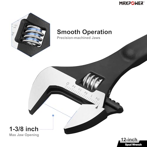MAXPOWER 12 inch Spud Wrench, Max Jaw Opening 1-3/8 inch - size: 12 in. / 1Pcs