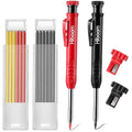 Hiboom 2 Pack Mechanical Deep Hole Carpenter Pencil, 14 Refills - color: Black, Red