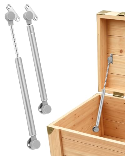 2 Pack Toy Box Hinges Soft Close 15 inch, 150N Gas Strut Slow Close Hinges - color: Silver