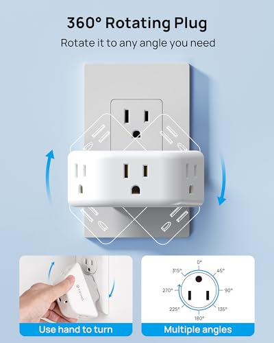 TROND 360 Rotating Plug Outlet Extender for Bathroom, 2 Pack - color: White, size: 3AC-3 Prong (Rotating Plug), 2 Pack