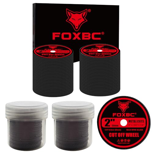 FOXBC 2 Inch Metal Cut Off Wheels for Die Grinder, 2" x .04" x 1/4", Cutting for Metal, Stainless Steel, Plastic - 100 Pack