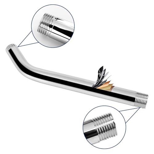 NearMoon Shower Arm with Flange, Made of 304 Stainless Steel Shower Extension Extender Pipe, Wall-Mounted for Fixed Bathroom Showerhead, Never Rust (12 Inch, Chrome Finish) - color: Chrome Finish, size: 12 Inch