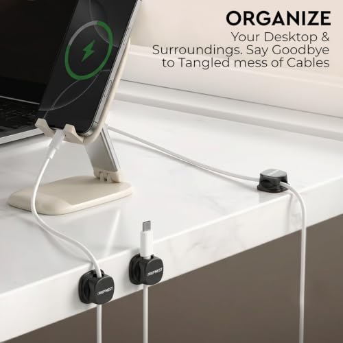 Cable Clips 8 Pack Rotatable Cord Organizer with Adhesive - size: Pack of 8