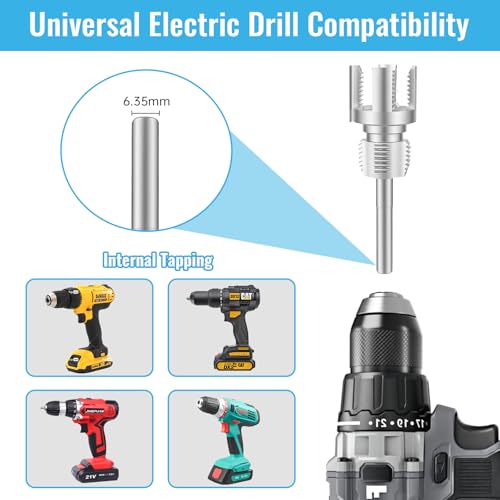 5 pcs Integrated Internal & External Pipe Threading Tool Kit with 1/2" 3/4" 1" Dies, Broken Bolt/Stripped Screw Extractor, 40Cr Steel Portable Set with Case for Plumbing, Electric Drill Compatible