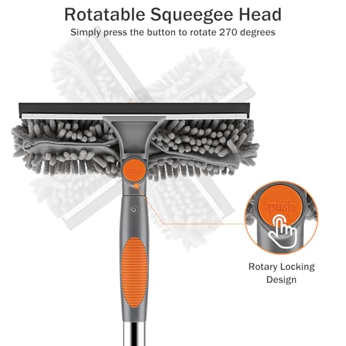 SetSail Window Squeegee with 66in Extension Pole 2-in-1 Window Cleaning Kit - color: Grey Orange