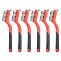 HARFINGTON 6pcs Wire Brushes Stainless Steel Cleaning Brushes with Curved Handle Dual Head for Cleaning Scrubbing Rust Dirt Paint Removal, Red - color: Red