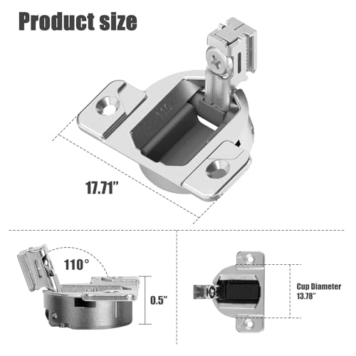 110-Degree Cabinet Door Hinges - Replacement for Blum Compact 33 Self-Closing Hinges, Adjustable Screw-On Design for Open-Side/Standard Cabinets, Soft-Close Durable Steel (Sliver, 4 Pack) - size: 4 Pack