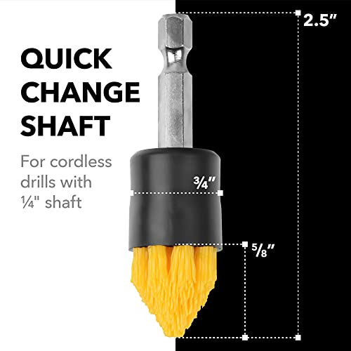 Impresa 4-Pack Drill Brush Attachment Set - Yellow, 5/8" Stiff Bristles - Efficient Cleaning, Quick-Change Shafts & Cordless Drill Fit - Versatile Tile Cleaning & Tile Grout