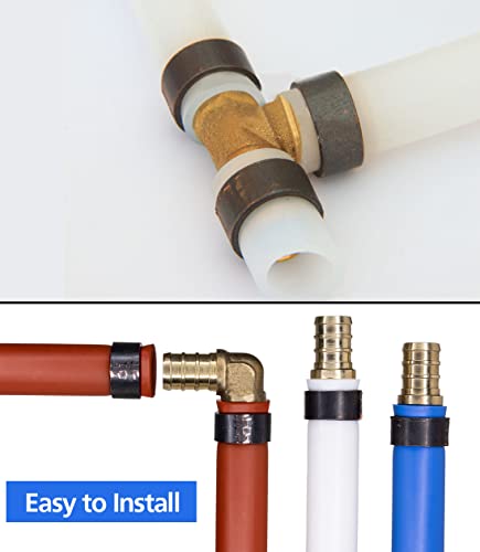30pcs 1/2" PEX Fittings, Elbow TEE Straight Couplings Set, PEX Brass Crimp Fitting Combo with Tees, Elbows, Straights | for PEX Pipe - size: 1/2"-30pcs