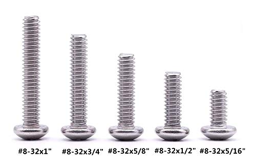 150Pcs #8-32 UNC Stainless Steel Phillips Pan Head Machine Screws Nuts Assortment Kit- #8-32x 5/16" 1/2" 5/8" 3/4" 1" - size: #8-32