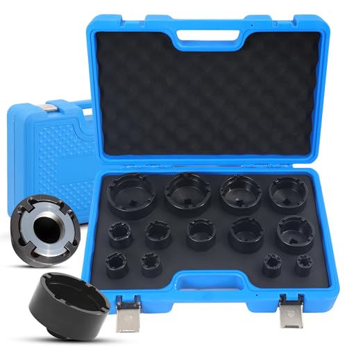 13PCS Heavy Duty Grooved Lock Nut Sockets with 1/2'' KM0-KM12