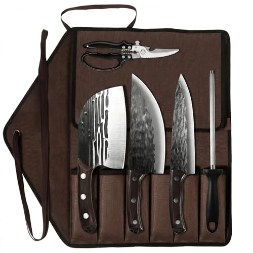 KOFERY Damascus Butcher Knife Set for Pit Master & Brisket Carving - color: Dark-Red